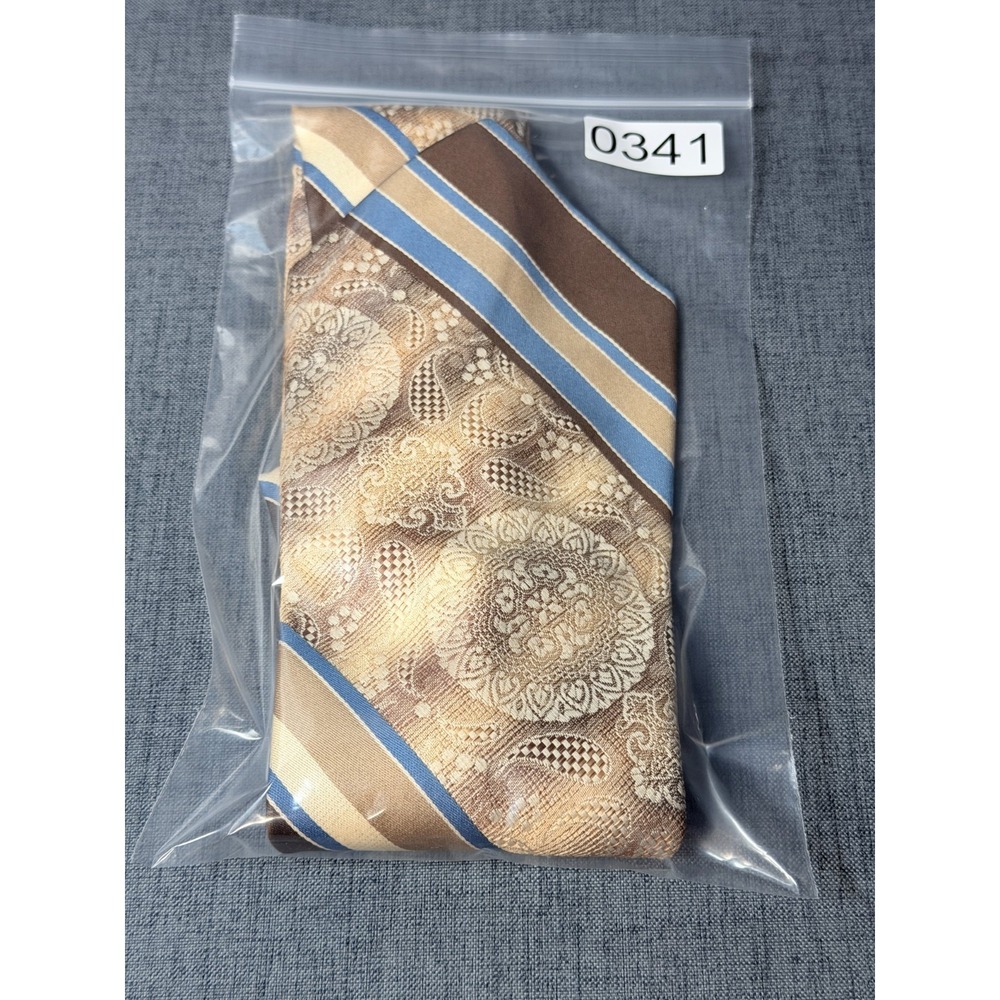 Vintage Sears Tie Medallion Geometric Gold Brown Retro Polyester Classic - Picture 8 of 8